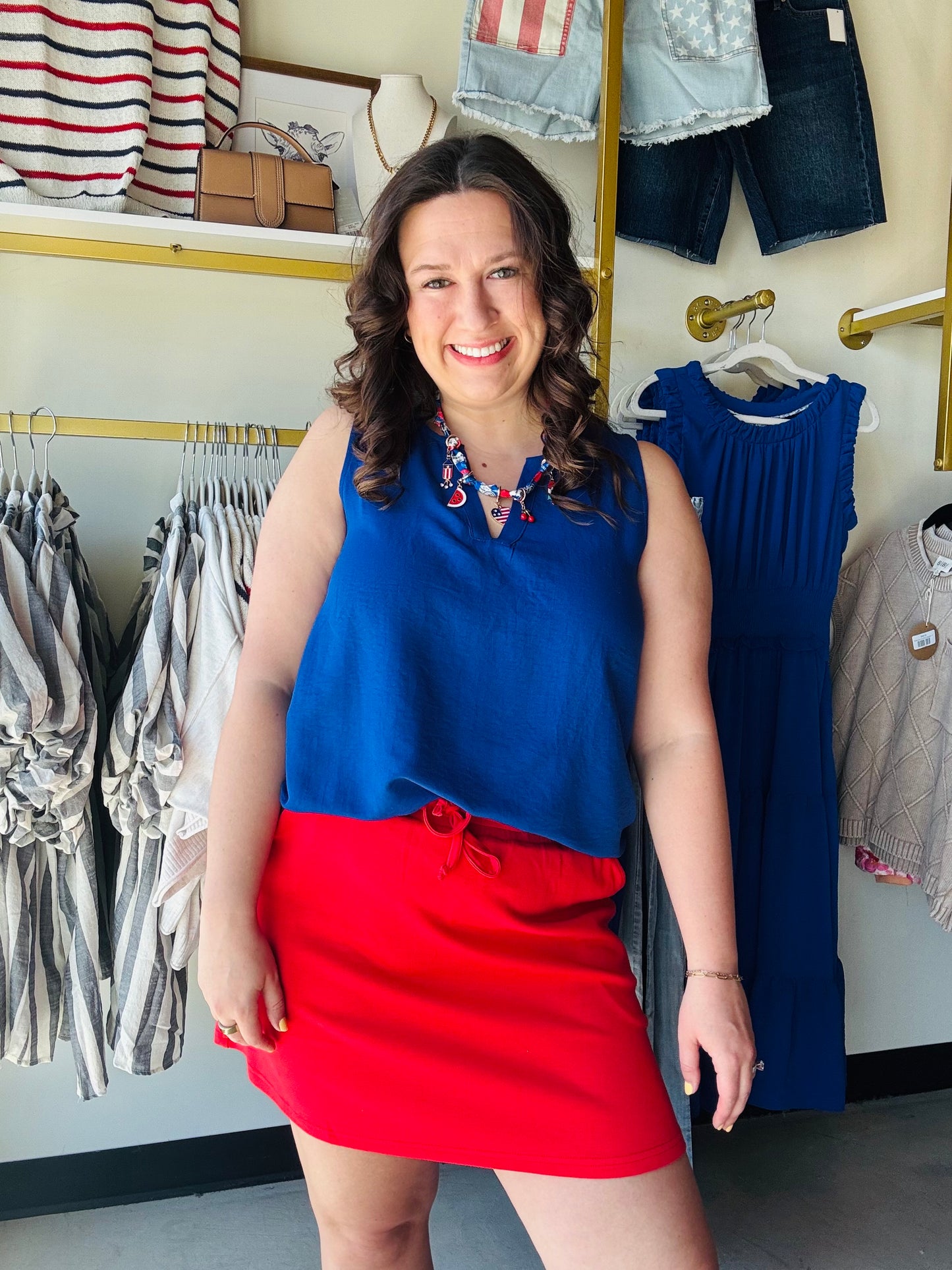 Royal Blue Split Neck Tank