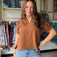 Brown Johnny Collar Blouse