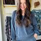 Denim V Neck Corduroy Top