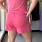 Taffy Pink Drawstring Knit Shorts