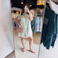 Sage Muted Floral Button Up Dress