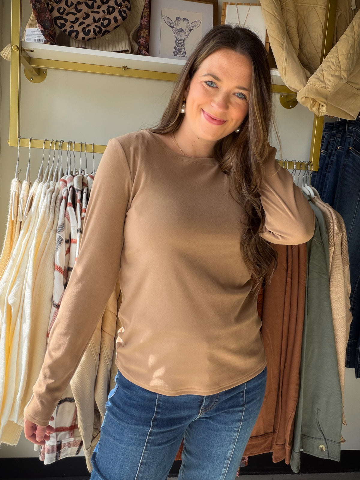 Mocha Solid Brushed Long Sleeve