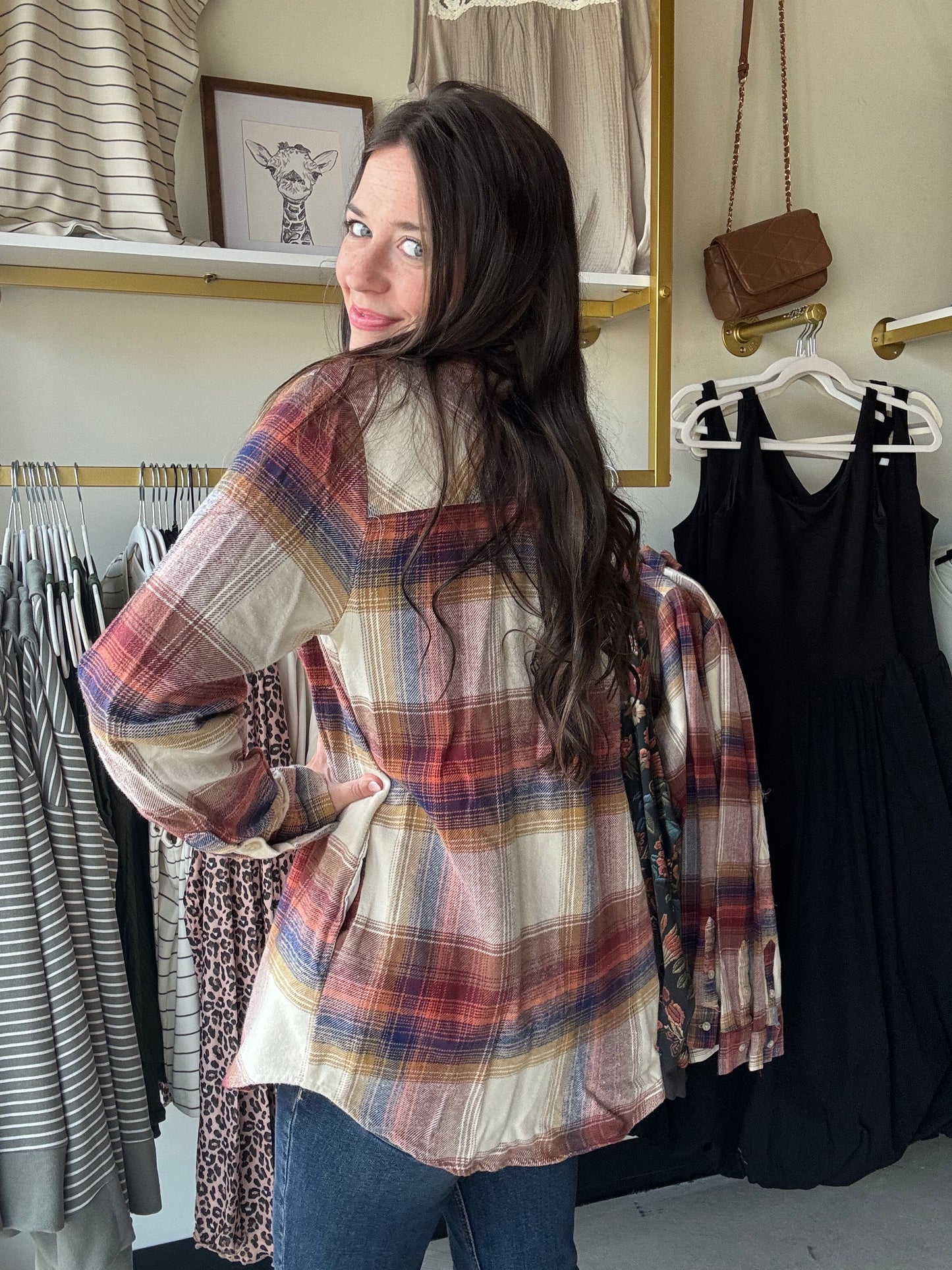Desiree Ivory Plaid Button Up
