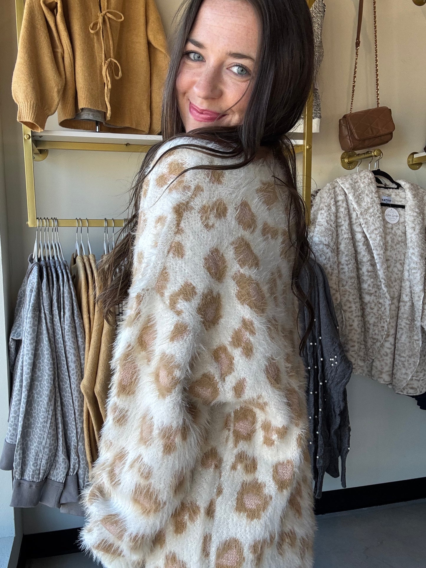 Leopard Eyelash Yarn Sweater