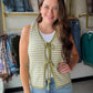 Sage Stripe Crochet Sweater Vest