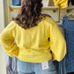 Yellow Button Henley Sweater Pullover