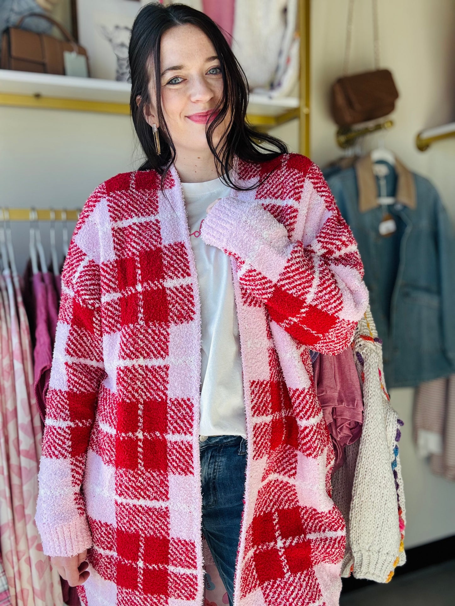 Valentine Plaid Cloud Cardigan