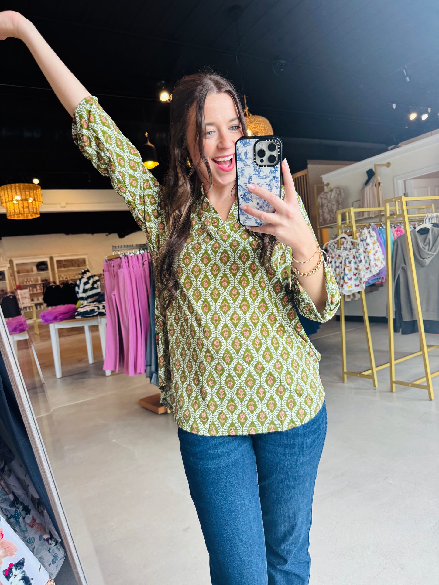 Pink Flower Motif Lizzy Top