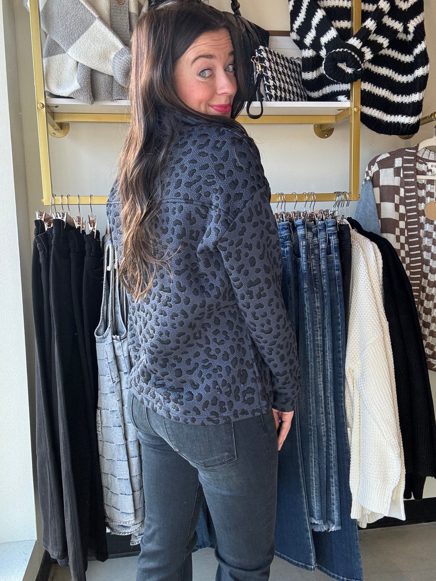 Landon Leopard Quarter Zip