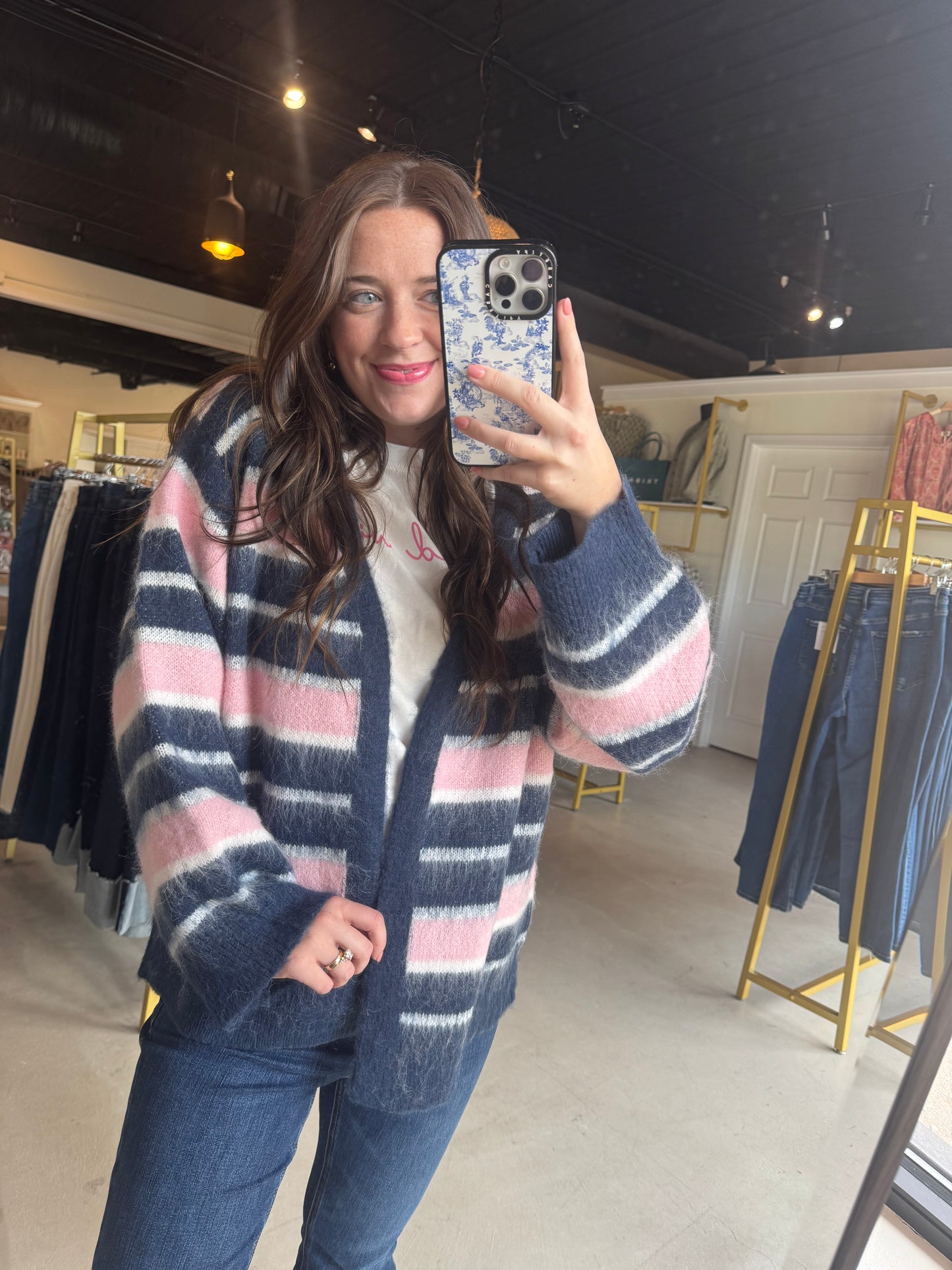 Indigo Multi Stripe Cardigan