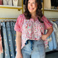 Strawberry Contrast Puff Sleeve Blouse