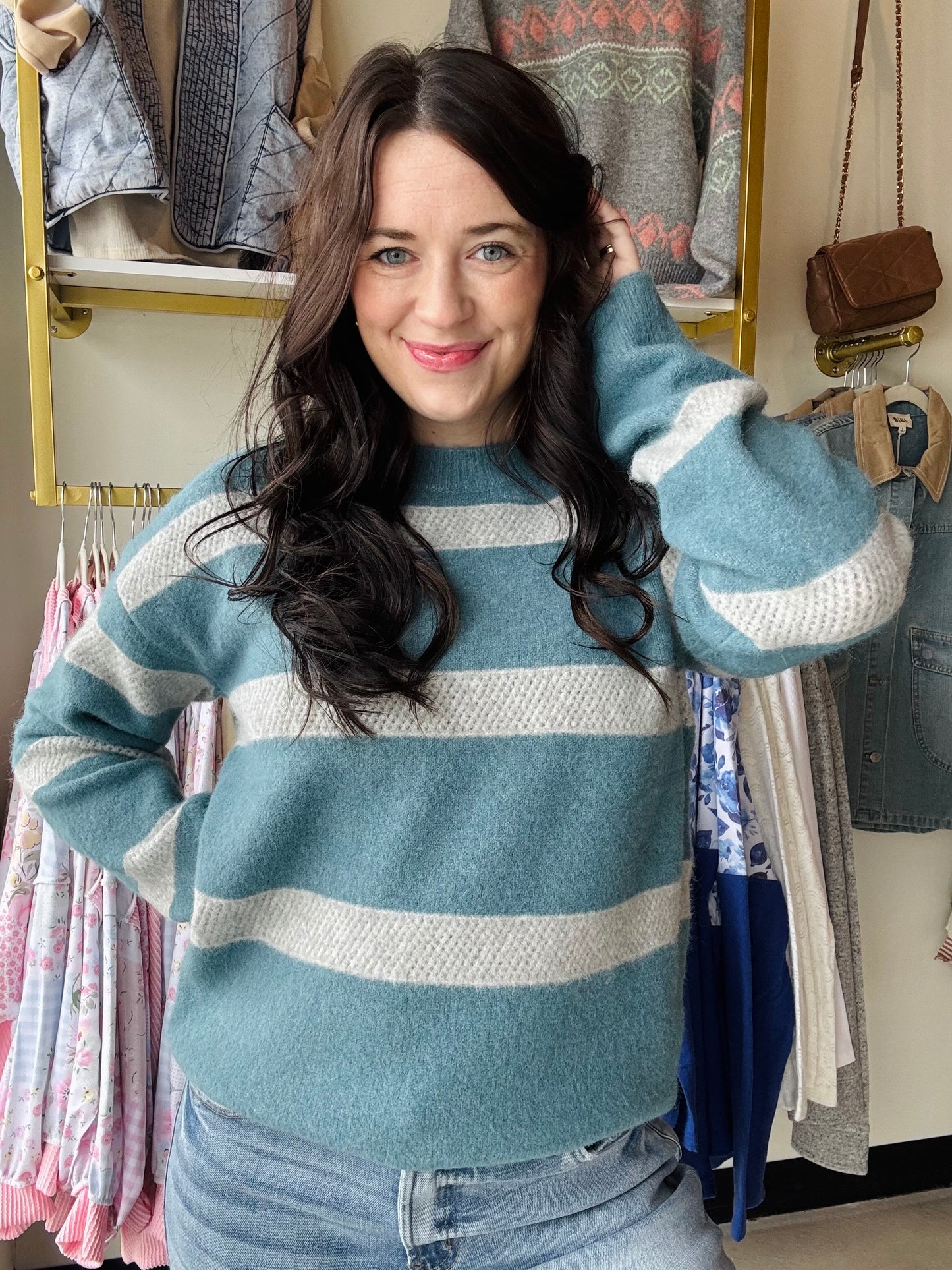 Criss Cross Detail Crewneck Sweater