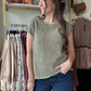 Olive Wide Neck Sleeveless Sweater