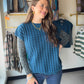 Teal Kelly Short Sleeve Sweater