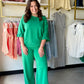 Green Luxeknit Ruffle Sleeve Top