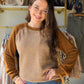 Sporty, cozy, and completely your style. The&nbsp;Camel Stripe Raglan Sleeve Sweater by Staccato brings baseball-inspired energy to your knitwear rotation — a colorblock design with classic pinstripes and raglan sleeves in warm camel that feels casual and elevated at the same time. Crew neck, long sleeves, and a relaxed fit that works with everything from joggers to your favorite denim.

Why You'll Love It

Colorblock pinstripe design — baseball-inspired with a boutique twist
Raglan sleeve construction — sp