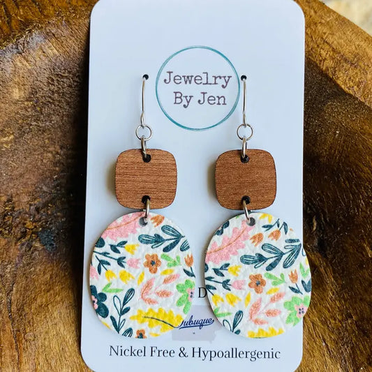 Cherry Rounded Square Floral Earrings