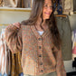 Chunky and colorful rainbow button up cardigan sweater