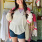 7th Ray

Get ready to bloom with style in our Floral Contrast Raglan Sleeve Top! This waffle knit top features a unique floral contrast, eye-catching color block design, and comfortable relaxed fit. With long raglan sleeves and bishop sleeve details, you'll be looking effortlessly fashionable.