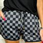 Check Back Black Drawstring Shorts