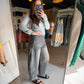 Black Denim Barrel Pants