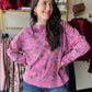 Magenta Floral Terry Pullover