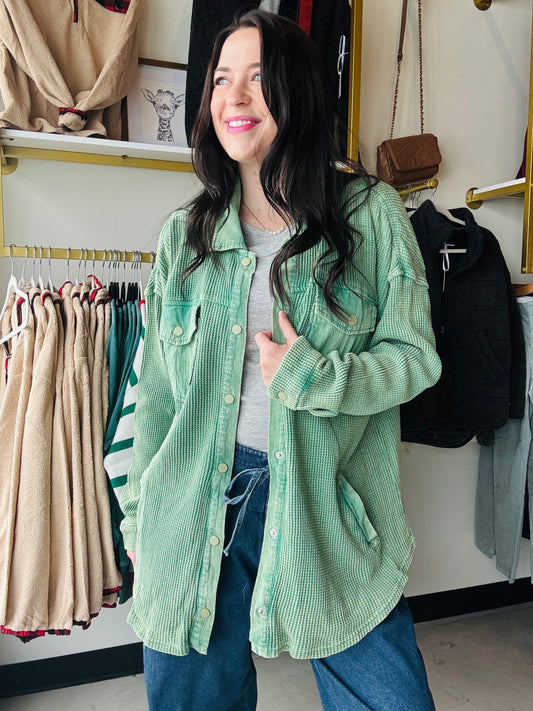 Sage Mineral Wash Thermal Shacket