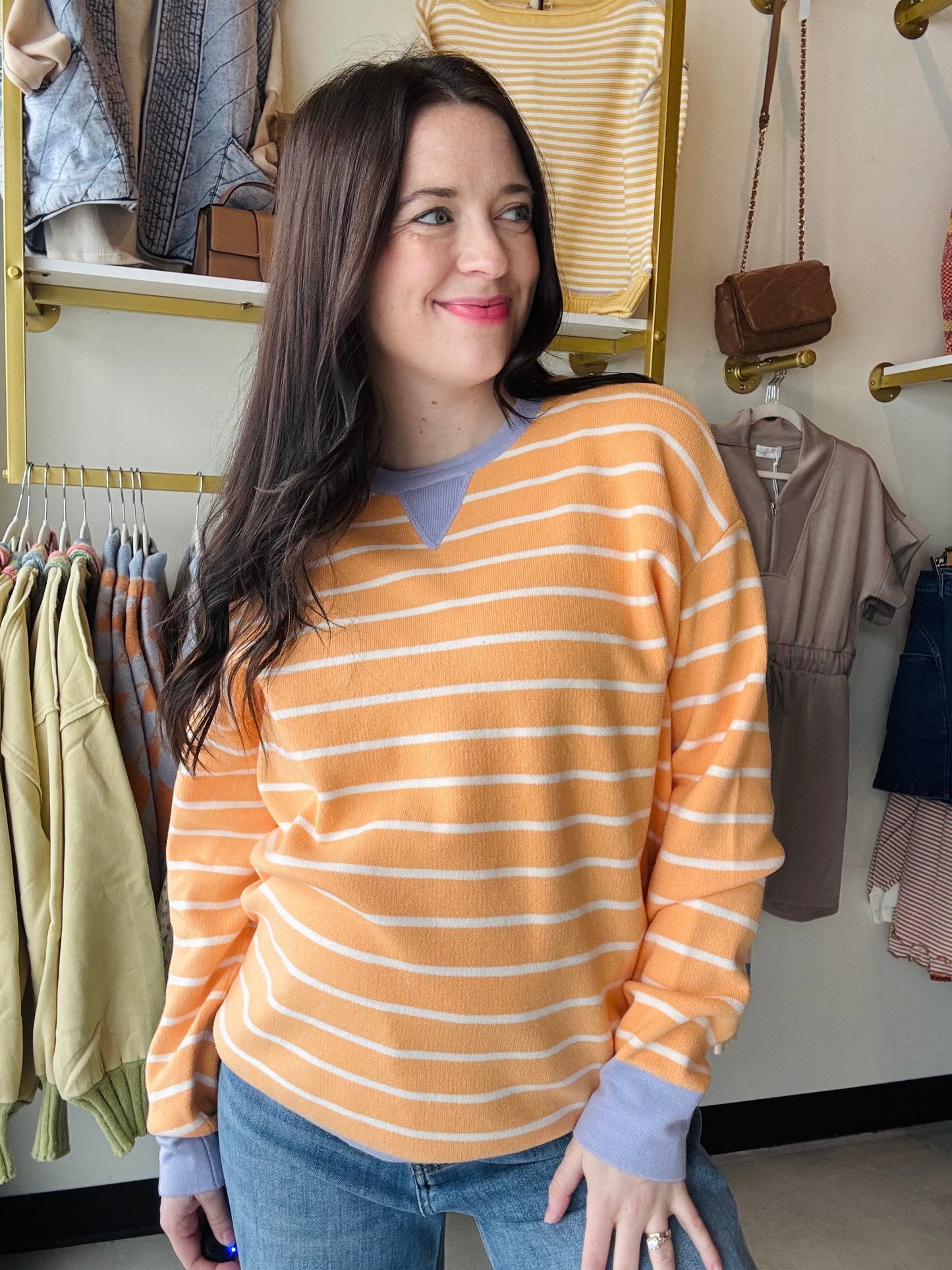 Light Orange Lilac Accent Sweater