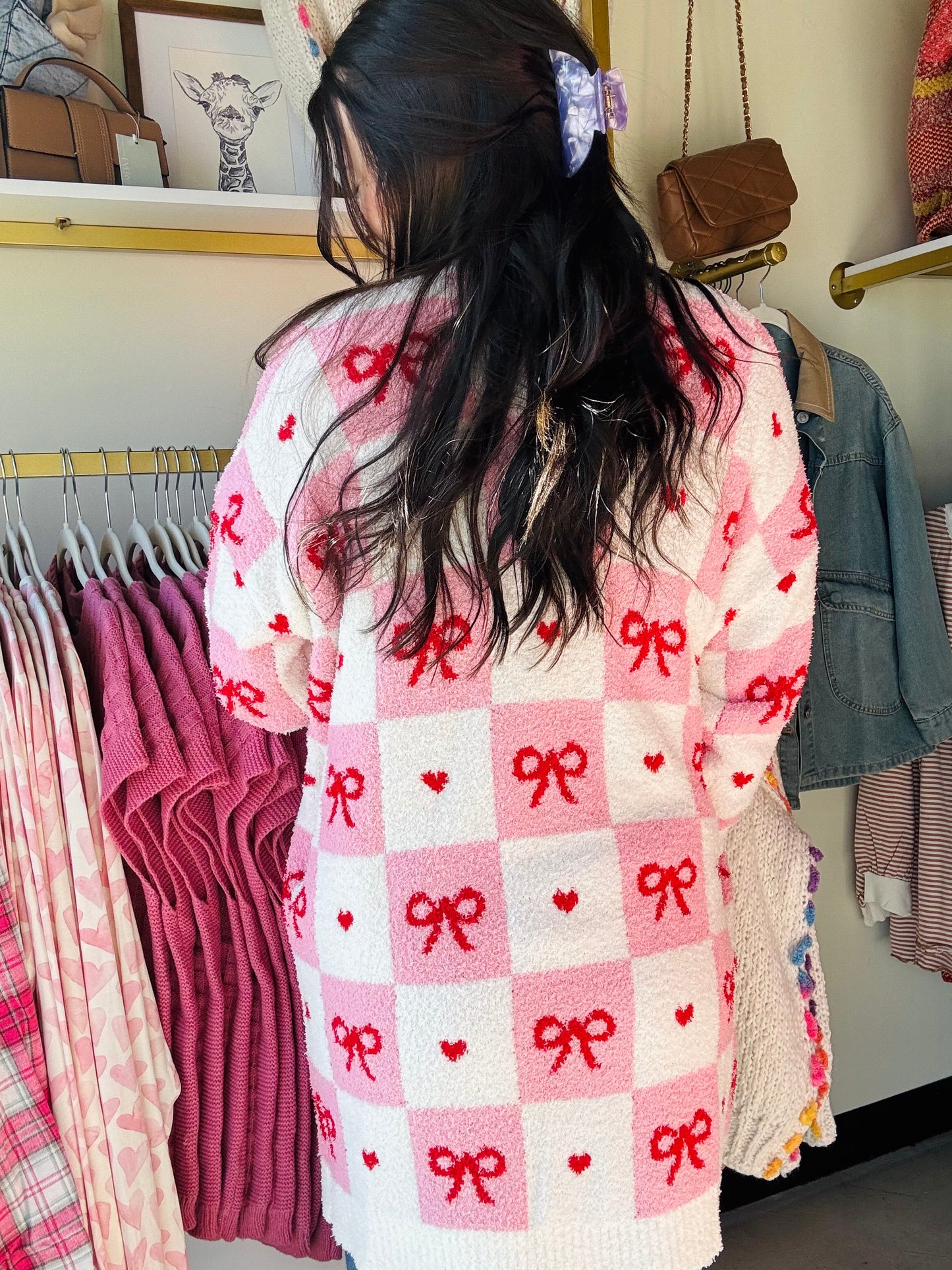 Checkered Bows Cloud Cardigan