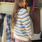 Brown & Blue Striped Button Cardi