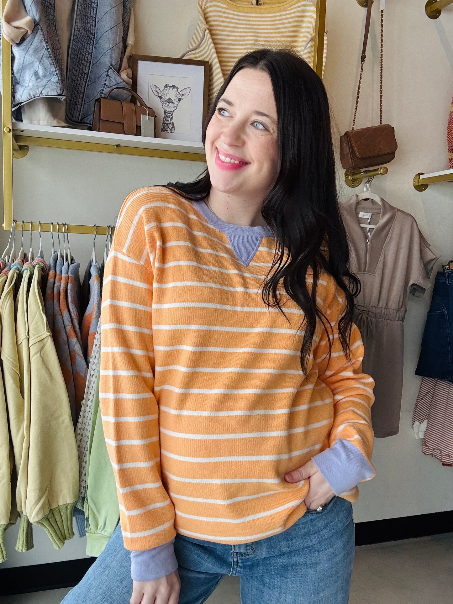 Light Orange Lilac Accent Sweater