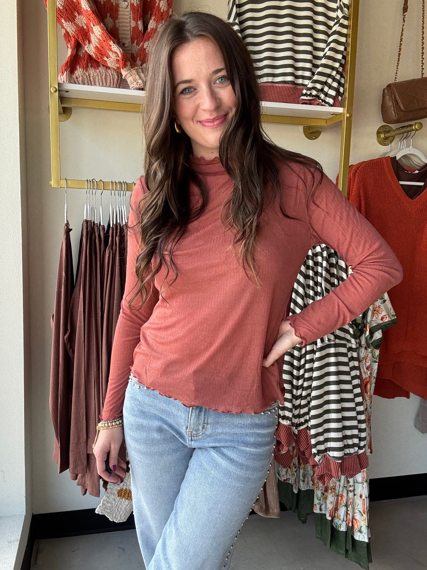 Burnt Sienna Lettuce Trim Top