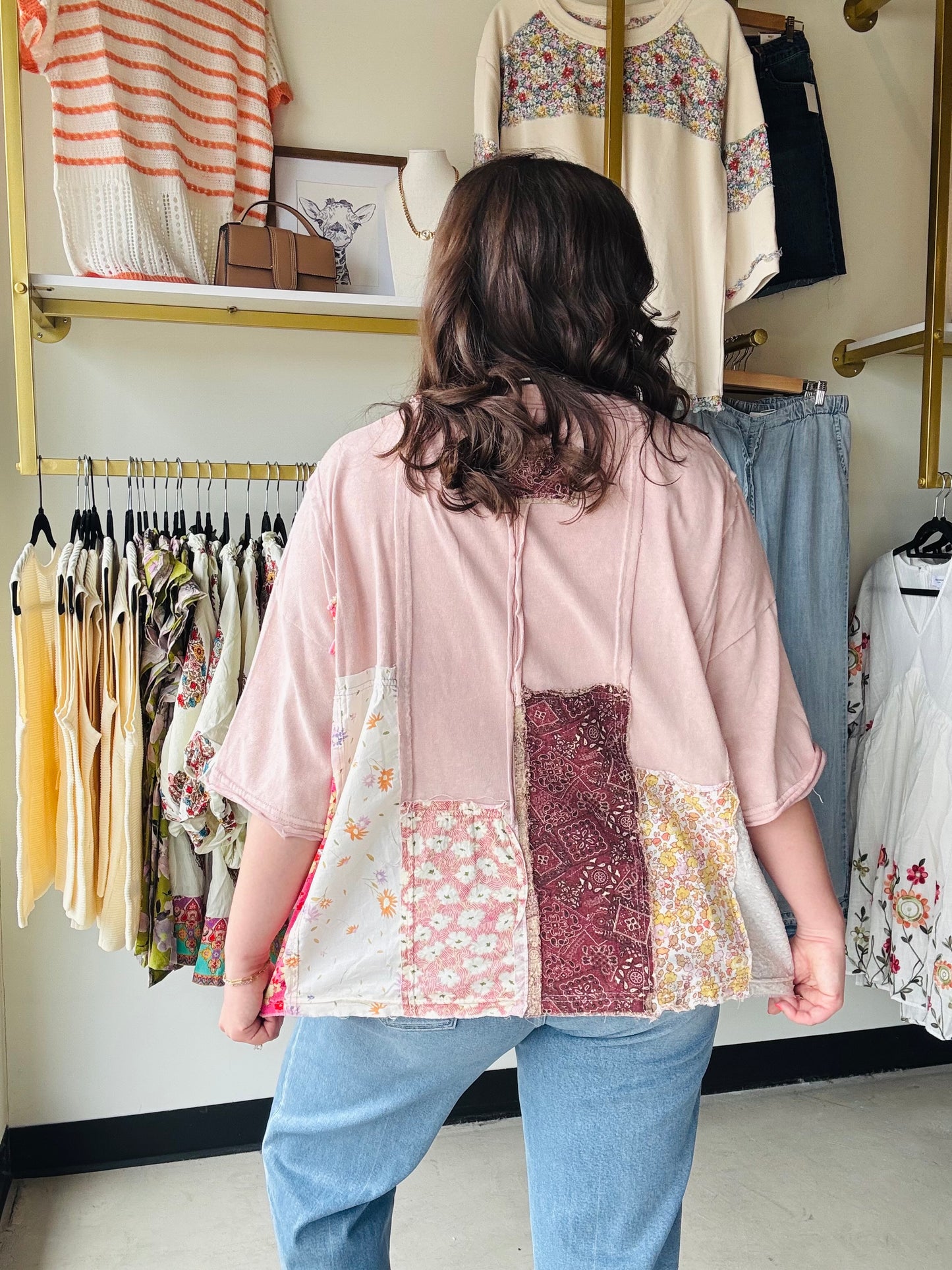 Pink Washed Patchwork Tee