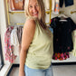 Lime Floral Trim V-Neck Tank