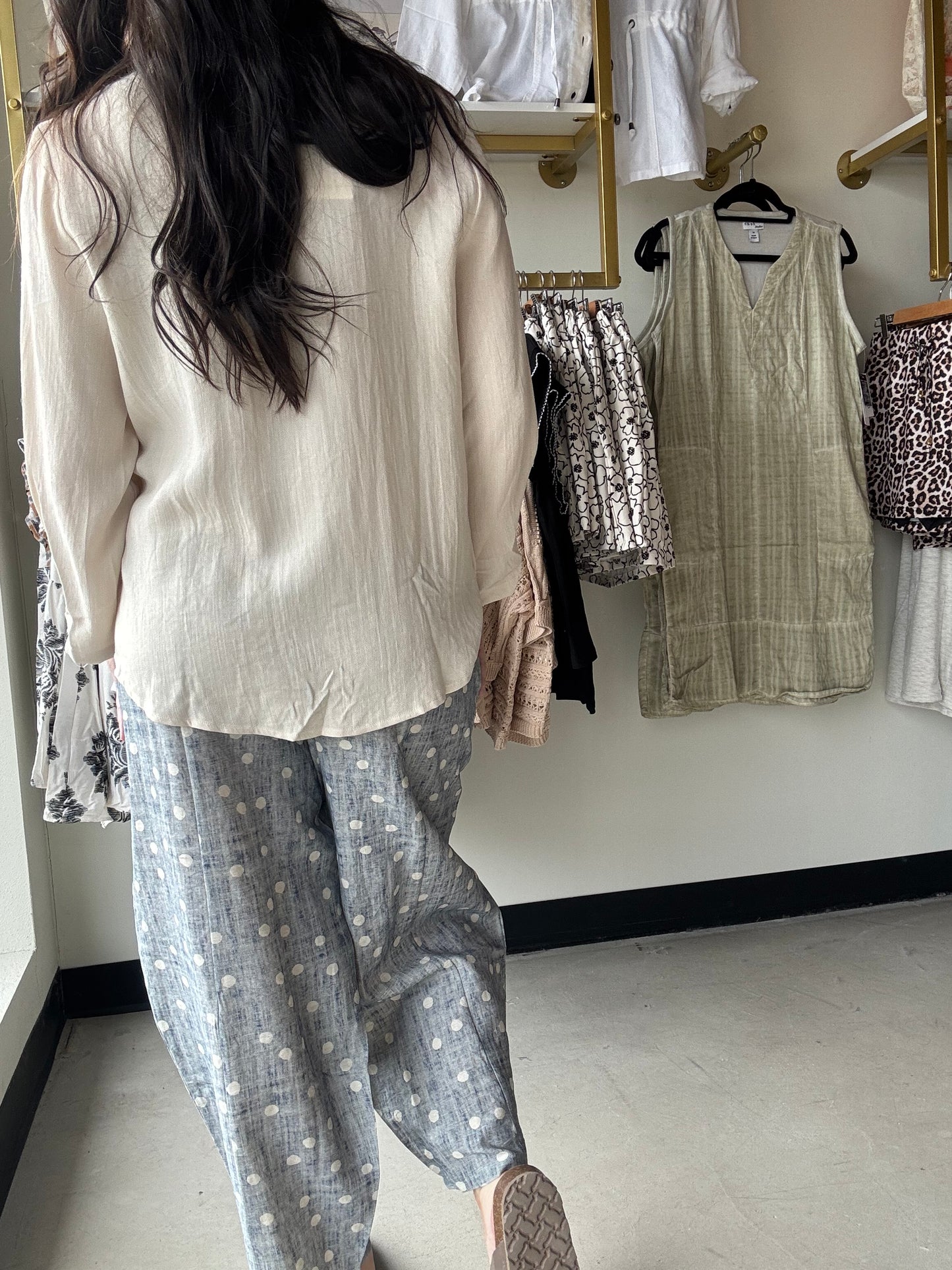 Oatmeal Woven Button Up