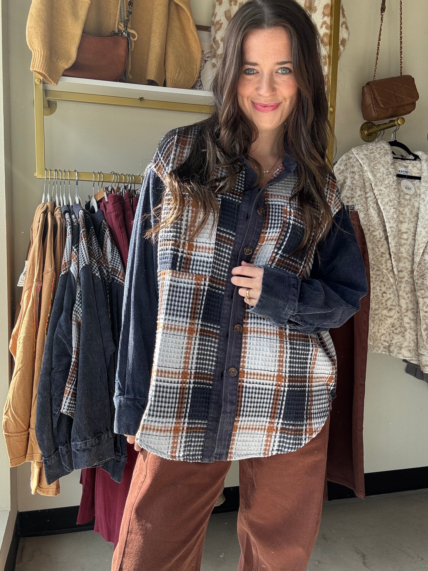 Waffle Plaid Mixed Shacket