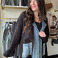 Denim Contrast Sweater Cardi