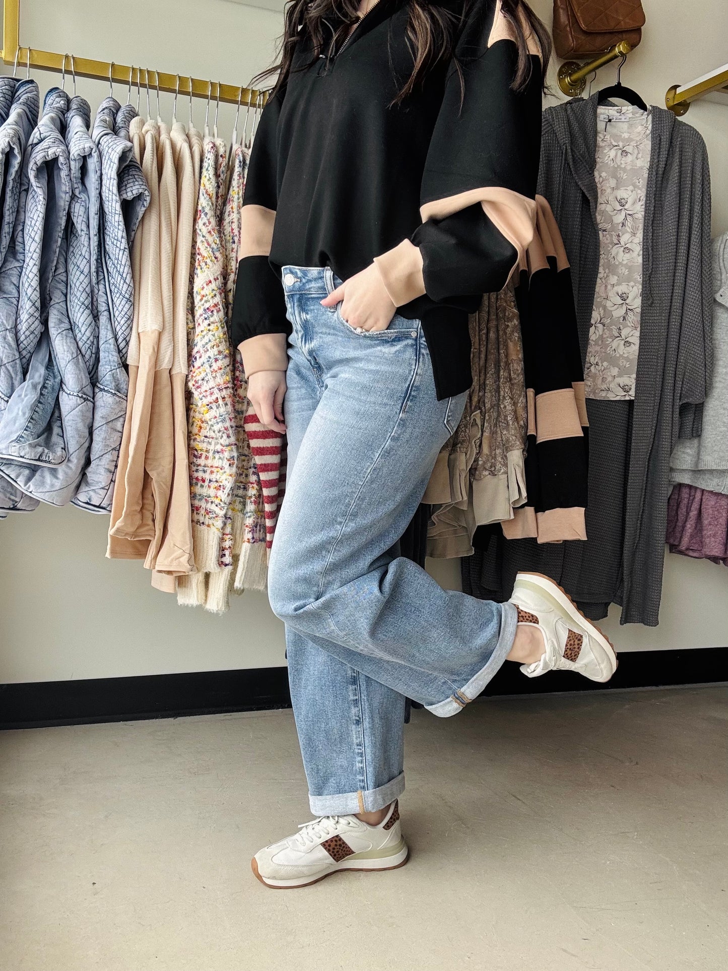 High Rise Stretch Roll Up Jean