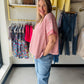 Oatmeal Pink Striped Oversized Top