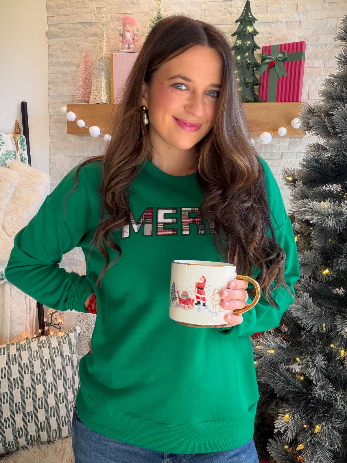 Merry Plaid Evergreen Crewneck