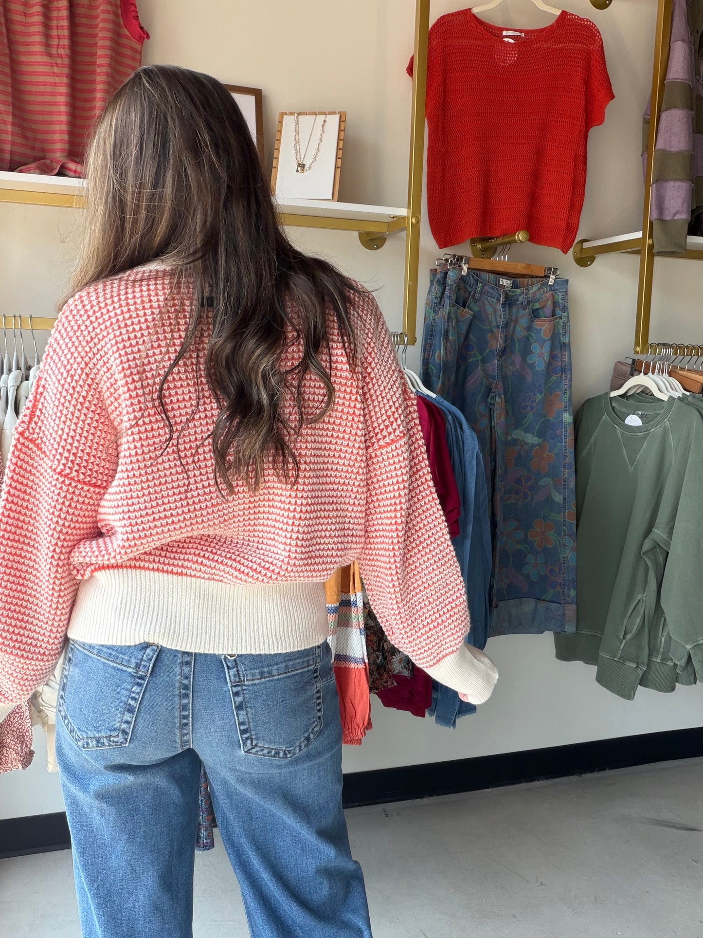 Orange & Ivory Crewneck Sweater