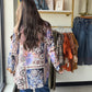 Olive Trim Floral Patch Top