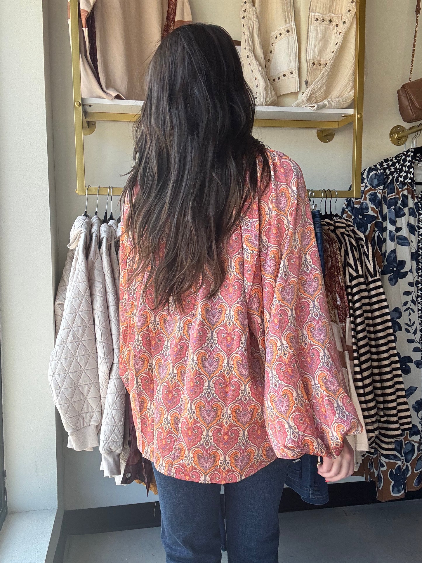 Balloon Sleeve Silky Blouse