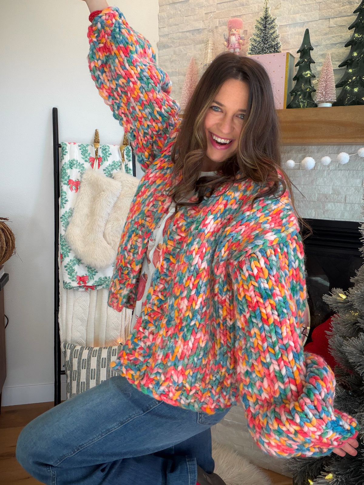 Chunky Yarn Confetti Cardigan