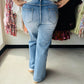Floral Embroidered Darted Jeans