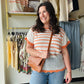 Orange Crochet Scallop Hem Top