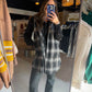 Long Plaid Button Up Vest
