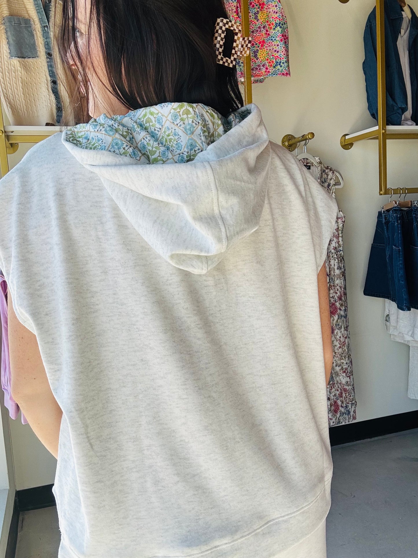 Silver Grey Sleeveless Hoodie