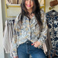 Grey Multi Pattern Button Up