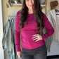 Magenta Cable Knit Crewneck